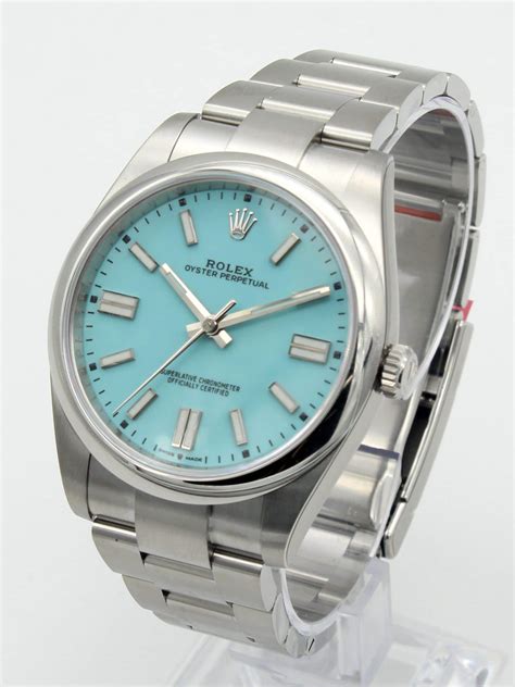 rolex oyster perpetual turquoise blue